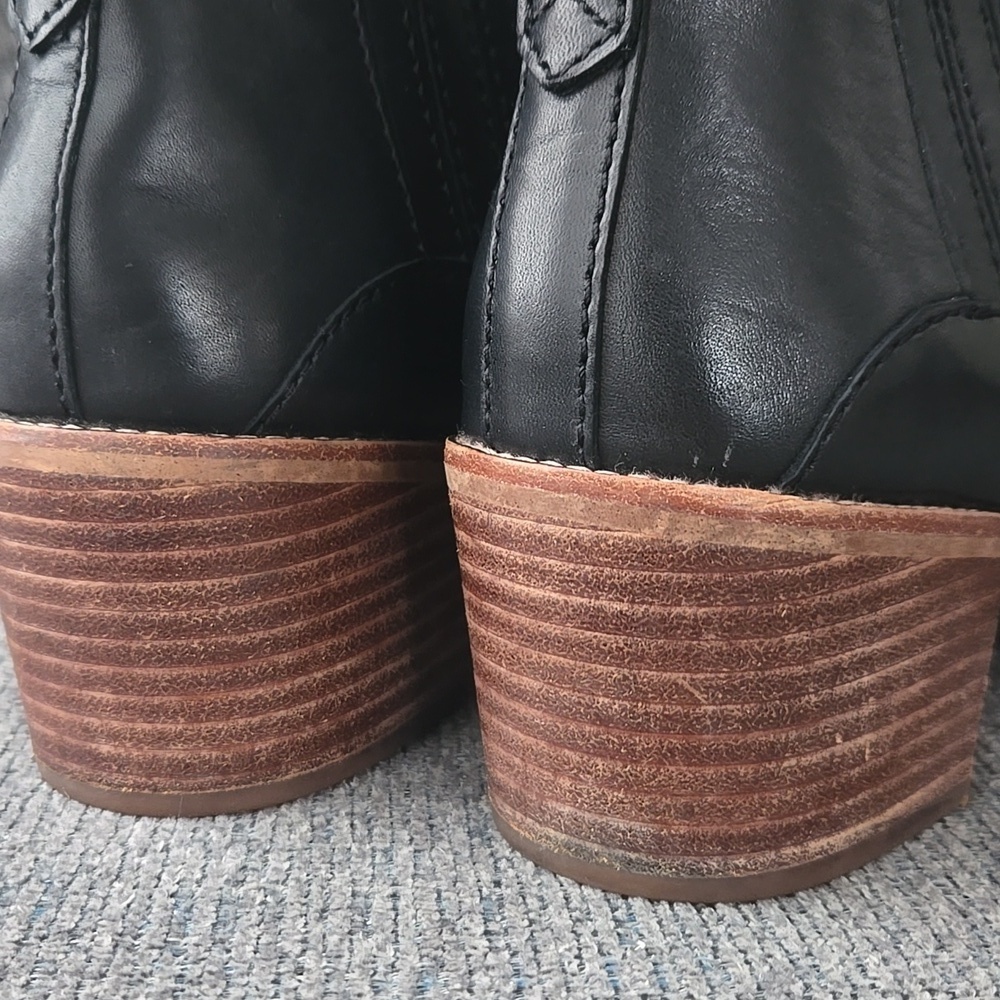 Madewell Black Leather Bonham Chelsea Western Ankle Booties Size 9.5 - Picture 7 of 16